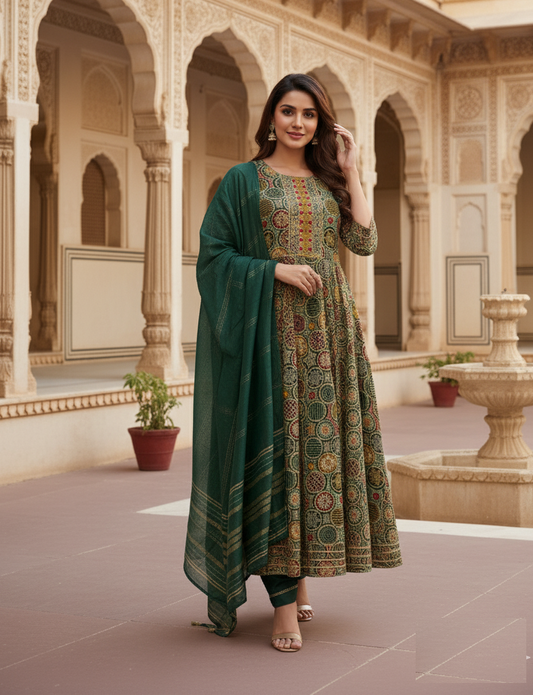 Premium 3-Piece Cotton Dress with Stylish Embroidery