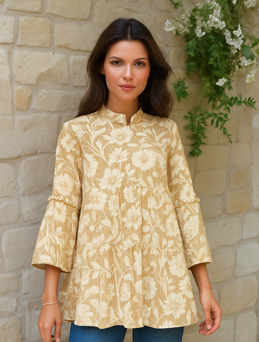 Rustic Bloom Pure Cotton Tunic