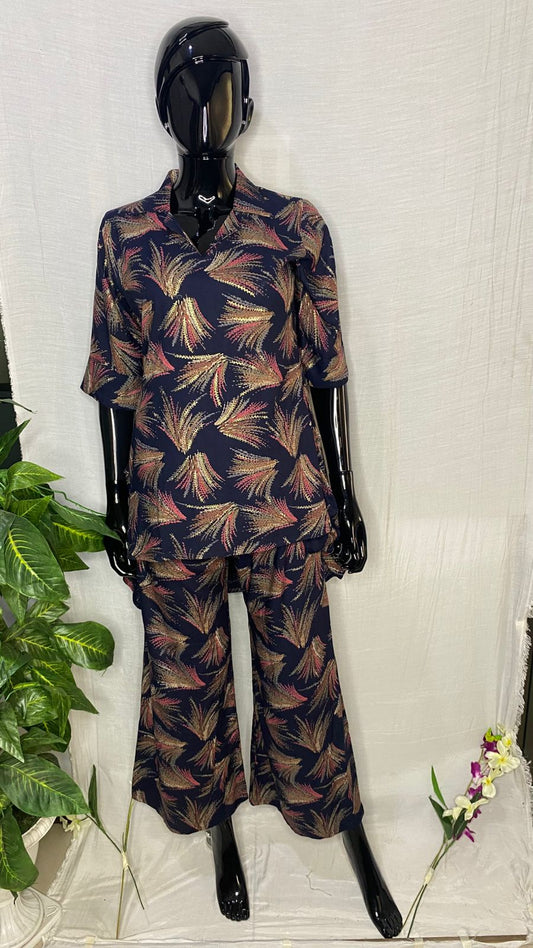 Midnight Bloom Pure Rayon Co-Ord Set
