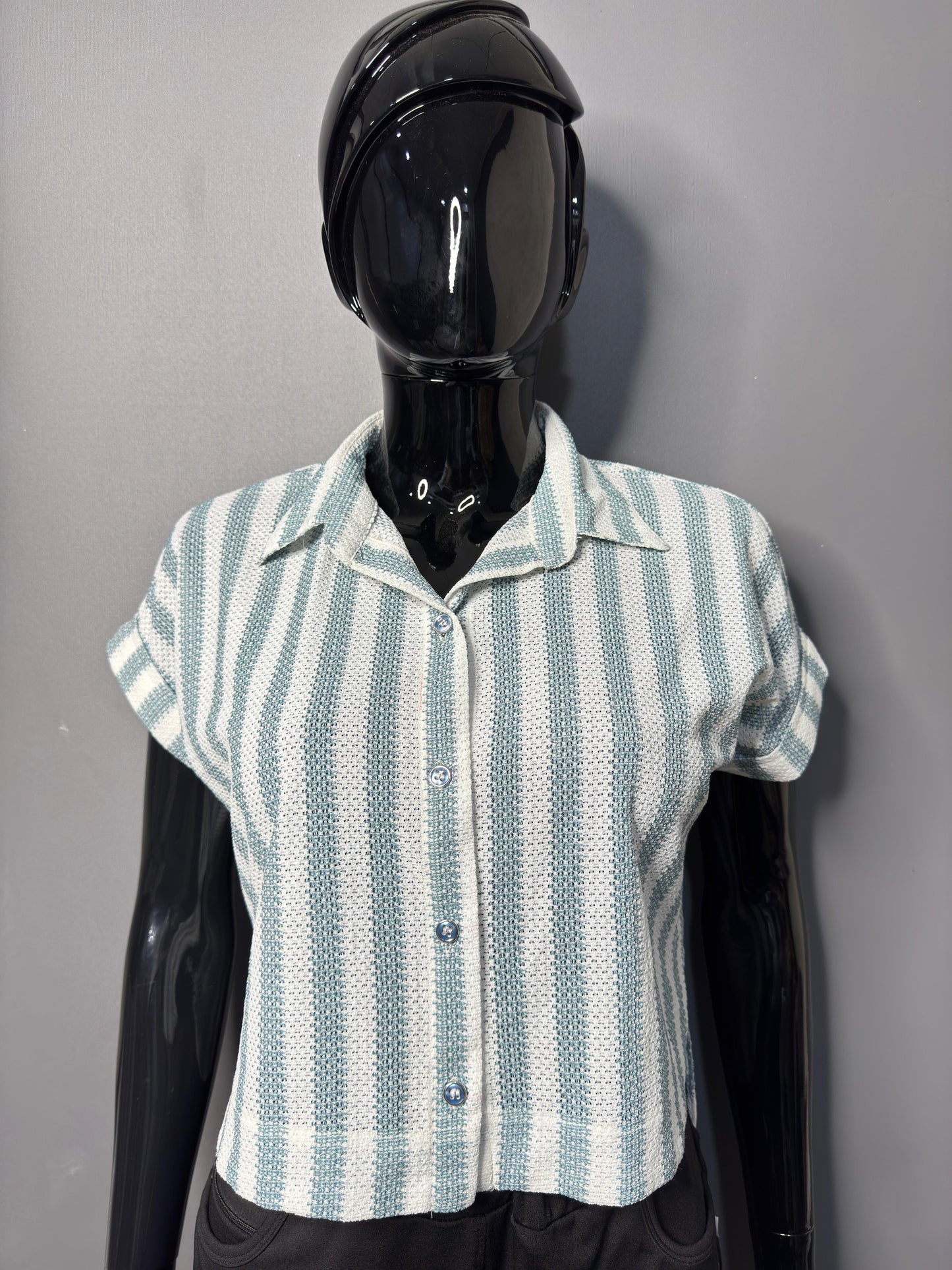 Teal White Floral Pure Cotton Button-Down Tunic