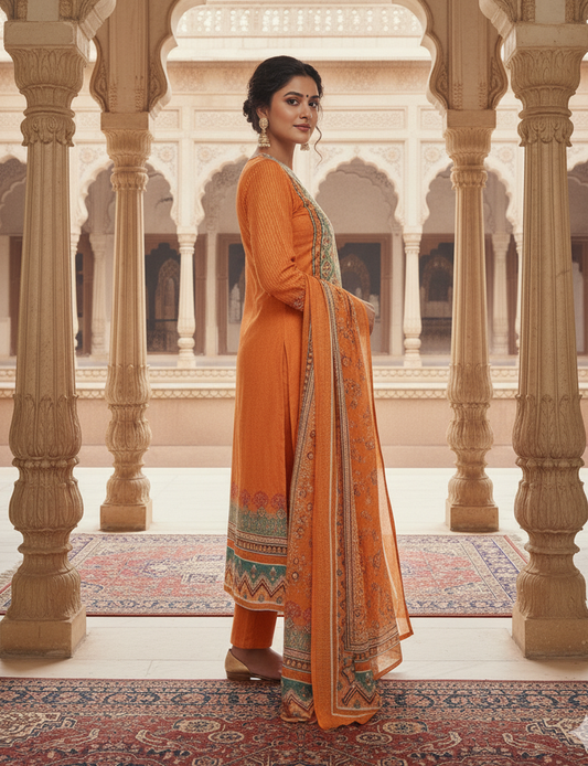 Elegant Pure Cotton Embroidered Kurta Set