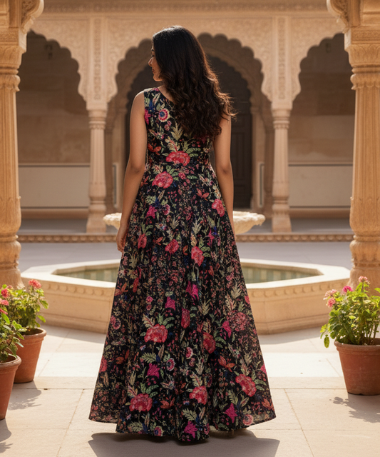 Elegant Pure Cotton Embroidered Gown | Trendy & Comfortable Wear