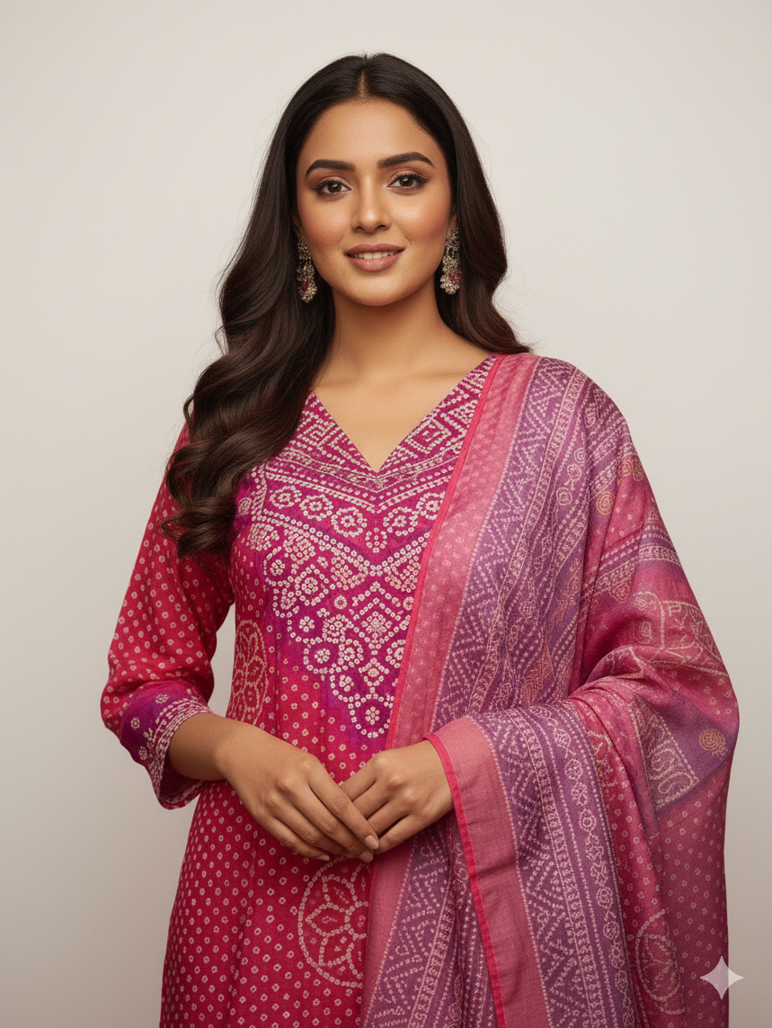 Elegant Muslin Embroidered Kurta–Pant–Dupatta Set