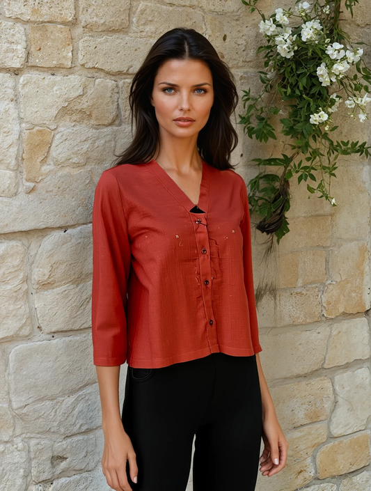 Terracotta Breeze Linen Dyed Co-Ord Set