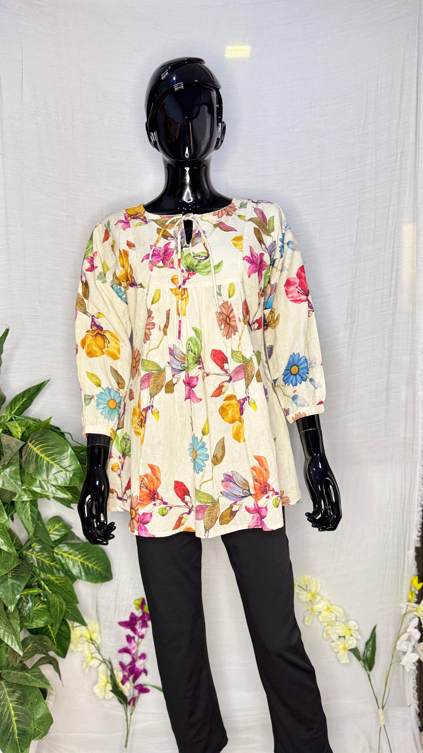 Floral Fantasy Pure Cotton Printed Top for Women