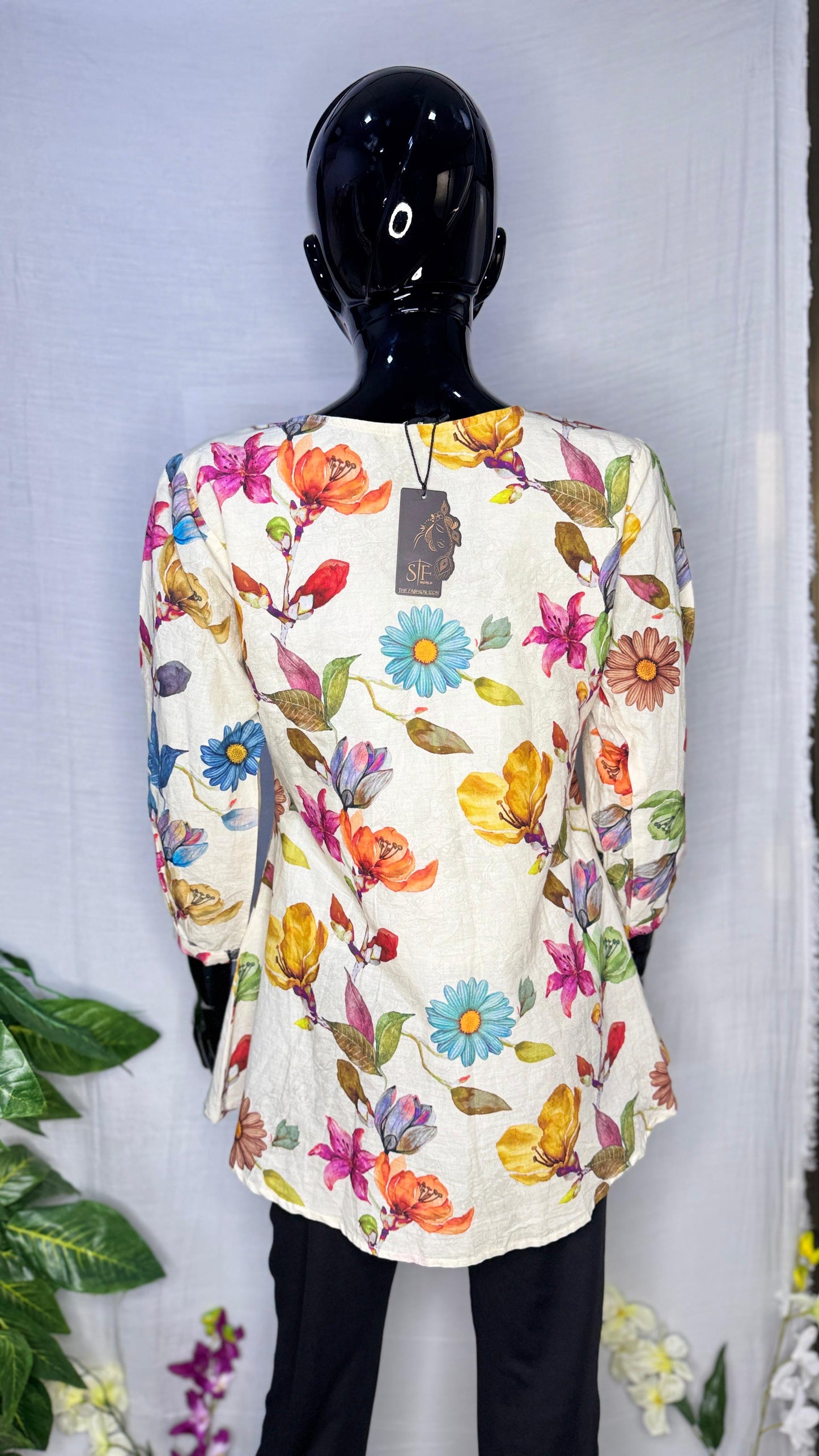 Floral Fantasy Pure Cotton Printed Top for Women