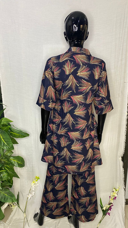 Midnight Bloom Pure Rayon Co-Ord Set