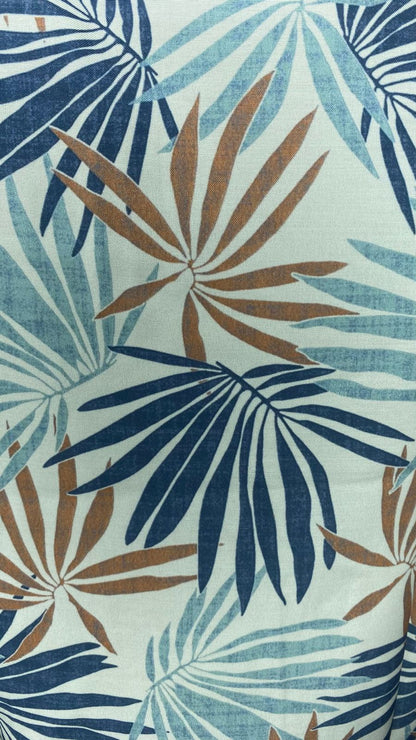 Semi Rayon Tropical Leaf Print Tie-Front Shirt for Women