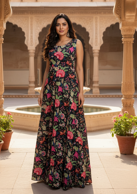 Elegant Pure Cotton Embroidered Gown | Trendy & Comfortable Wear