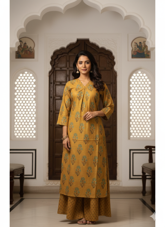 Designer Pure Cotton 2-Piece Set with Delicate Embroidery
