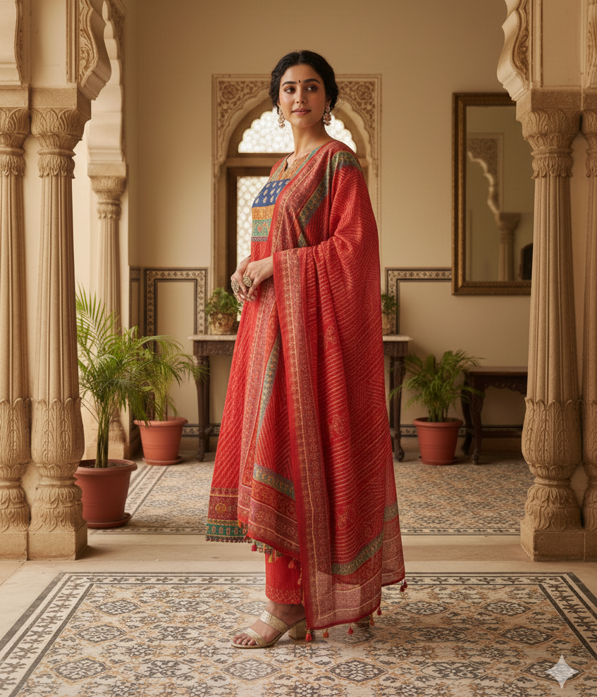 Designer Muslin 3-Piece Set with Delicate Embroidery | Festive & Daily Wear