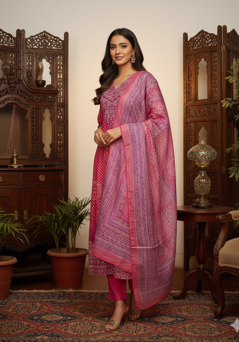 Elegant Muslin Embroidered Kurta–Pant–Dupatta Set