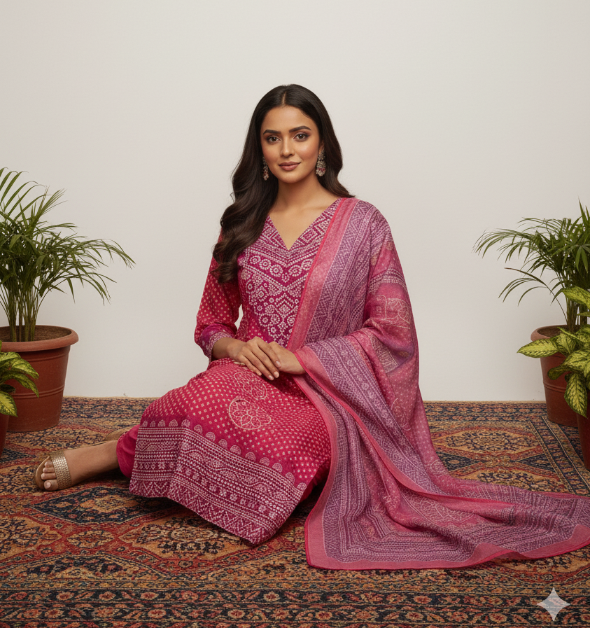 Elegant Muslin Embroidered Kurta–Pant–Dupatta Set