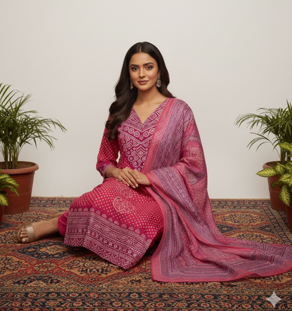 Elegant Muslin Embroidered Kurta–Pant–Dupatta Set