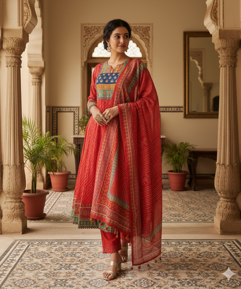 Designer Muslin 3-Piece Set with Delicate Embroidery | Festive & Daily Wear